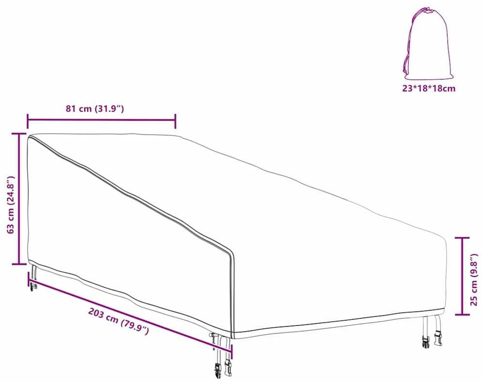 Lauko baldų uždangalas 203 x 81 x 63 cm 600D Oxford audinys