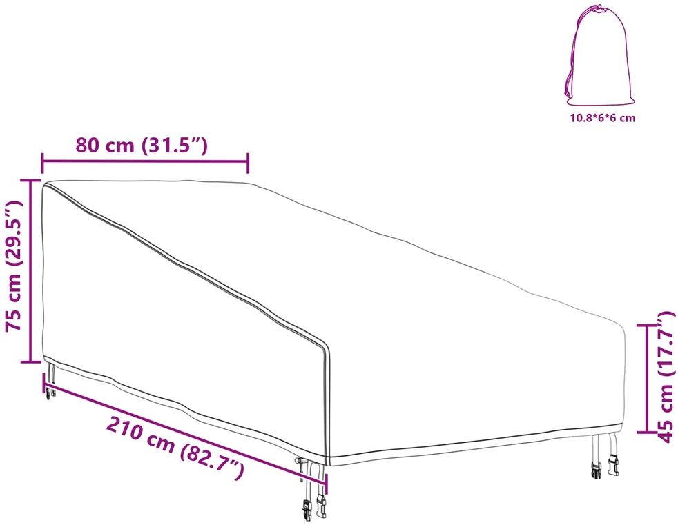 Lauko baldų uždangalas 210 x 80 x 75 cm 420D Oksfordo audinys