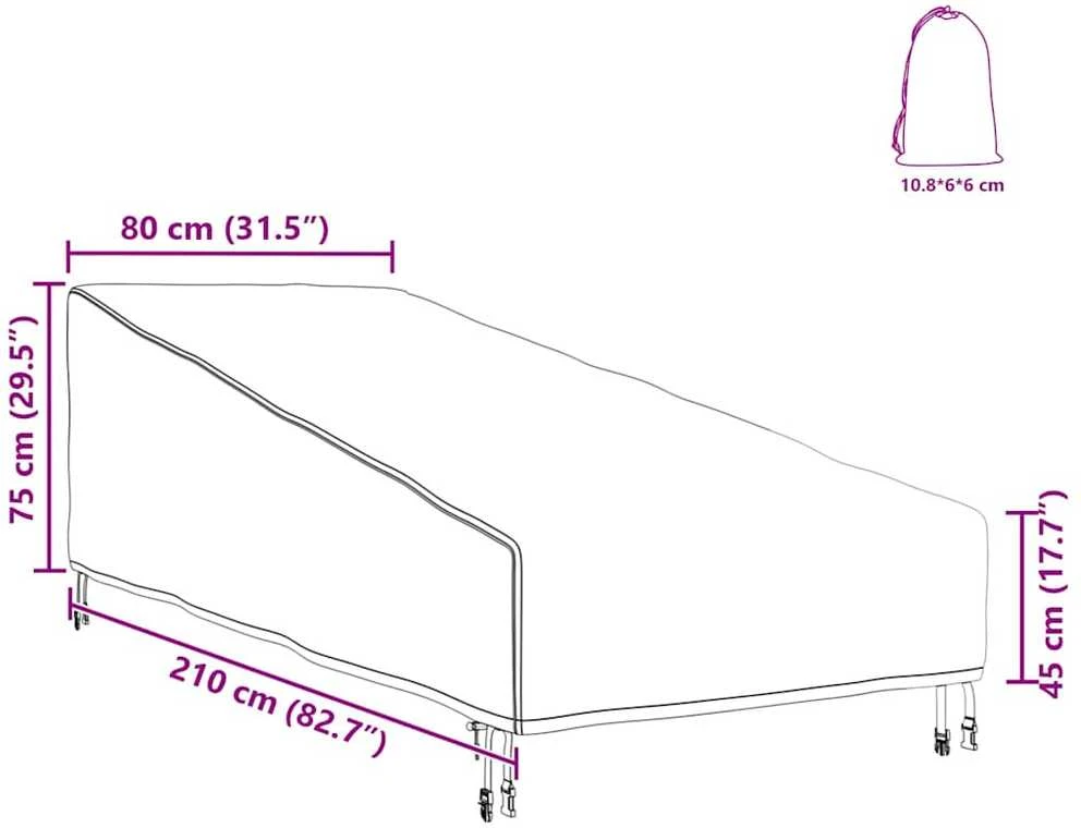 Lauko baldų uždangalas 210 x 80 x 75 cm 420D Oksfordo audinys