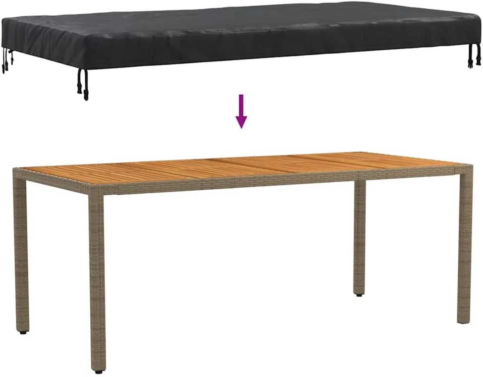 Stalo uždengimas 202 x 102 x 15 cm audinys Stačiakampio Juoda