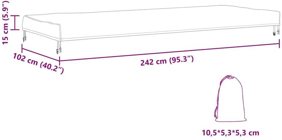 Stalo uždengimas 242 x 102 x 15 cm audinys Stačiakampio Juoda
