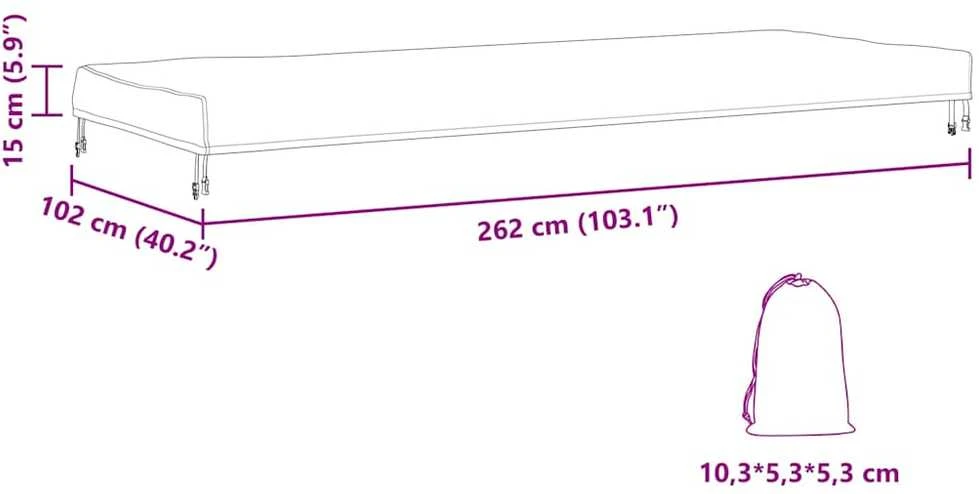 Stalo uždengimas 262 x 102 x 15 cm audinys Stačiakampio Juoda