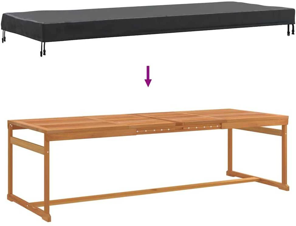 Stalo uždengimas 262 x 102 x 15 cm audinys Stačiakampio Juoda