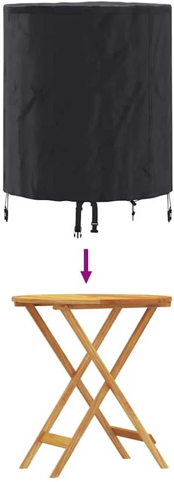 Stalo uždengimas 62 x 62 x 70 cm audinys Apvali Juoda