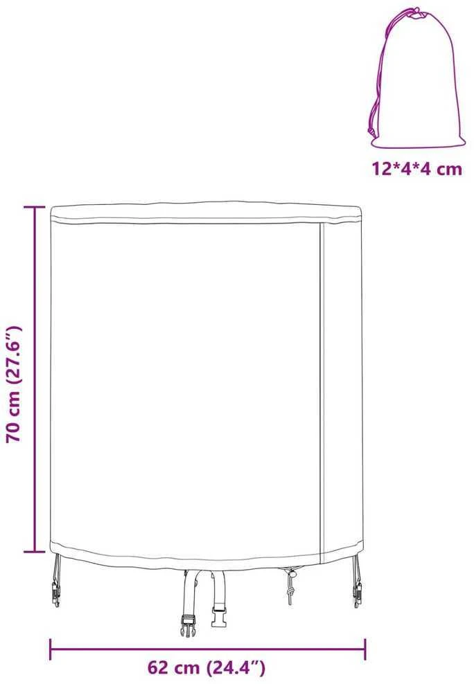 Stalo uždengimas 62 x 62 x 70 cm audinys Apvali Juoda