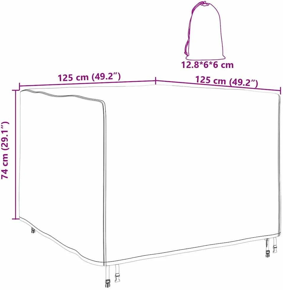 Baldų uždangalas Juoda 125 x 125 x 74 cm 420D Oksfordo audinys
