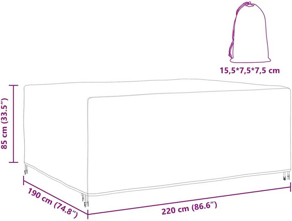 Baldų uždangalas Paprastas Juoda 220 x 190 x 85 cm 210D