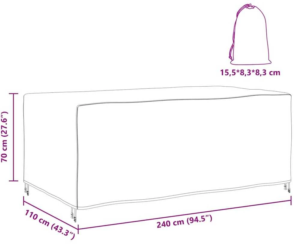 Baldų uždangalas Paprastas Juoda 240 x 110 x 70 cm 210D