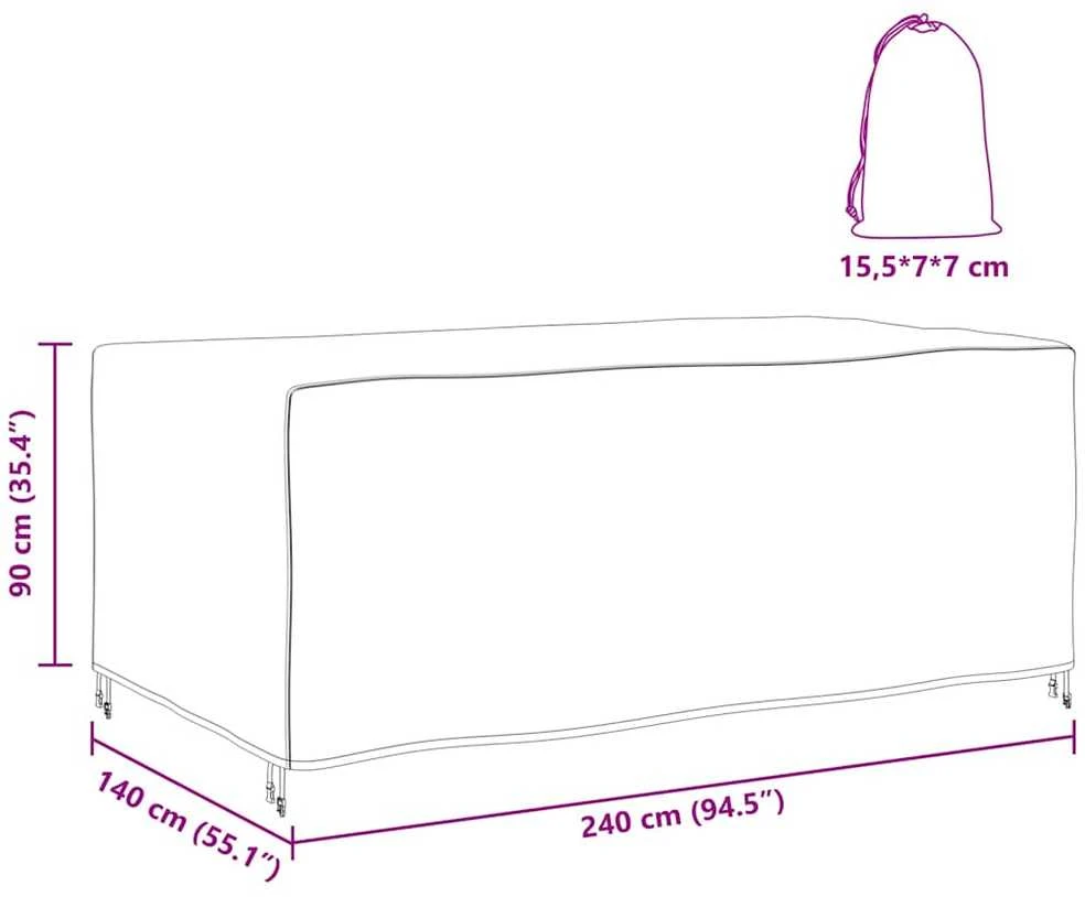 Baldų uždangalas Paprastas Juoda 240 x 140 x 90 cm 210D