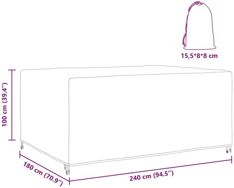 Baldų uždangalas Paprastas Juoda 240 x 180 x 100 cm 420D