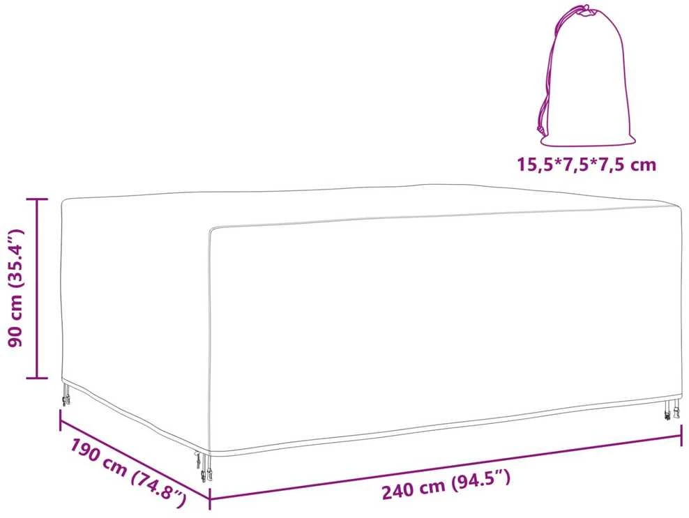 Baldų uždangalas Paprastas Juoda 240 x 190 x 90 cm 600D