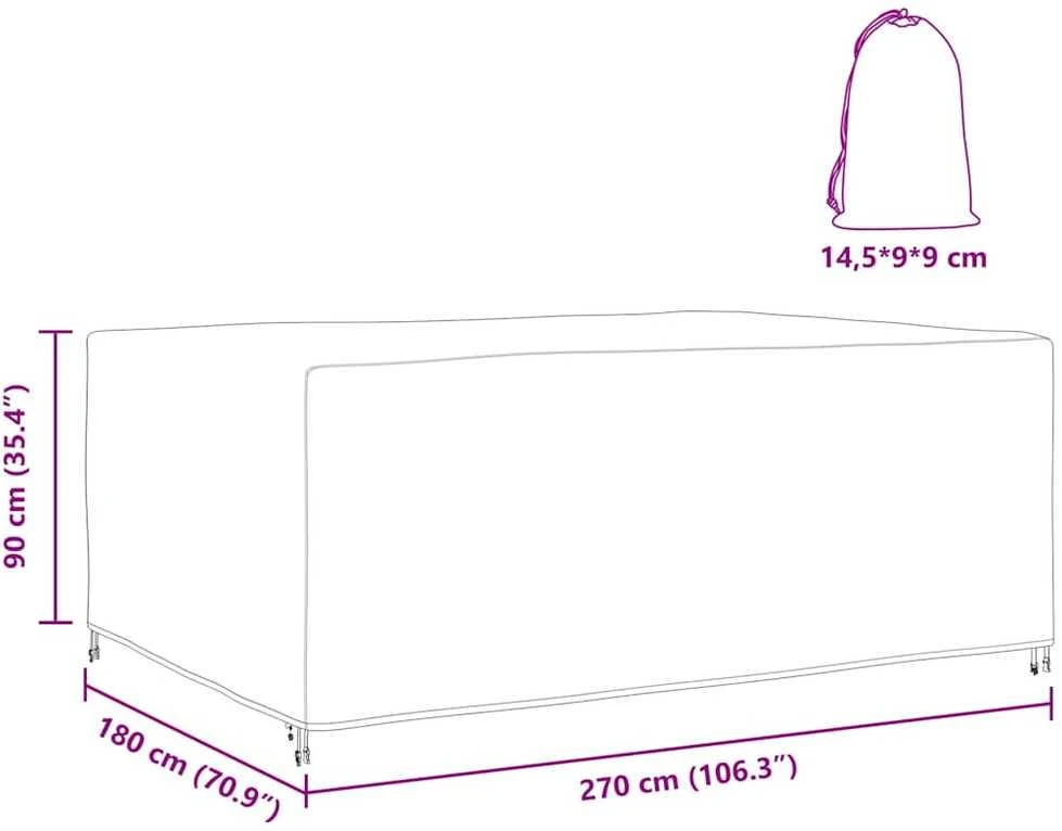 Baldų uždangalas Paprastas Juoda 270 x 180 x 90 cm 420D