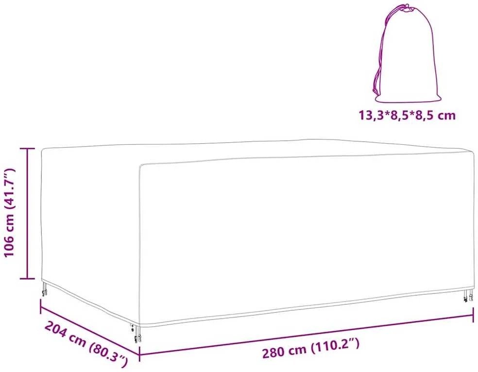 Baldų uždangalas Paprastas Juoda 280 x 204 x 106 cm 210D
