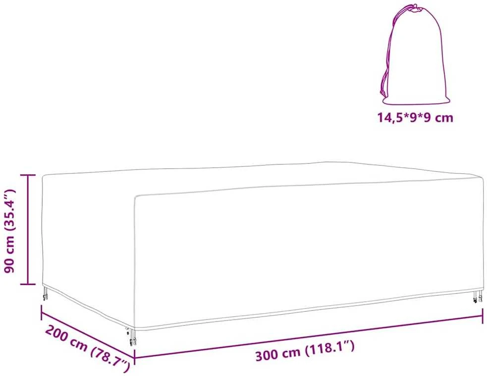 Baldų uždangalas Paprastas Juoda 300 x 200 x 90 cm 420D