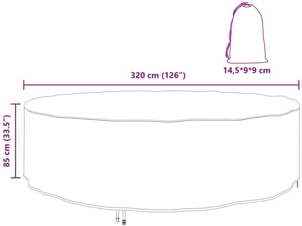 Baldų uždangalas 320 x 320 x 85 cm 420D Oksfordo audinys Apvali