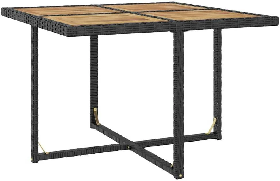 Lauko baldų komplektas Lauko baldų valg. kompl., 9d., juodas, polirat. ir akac. med.