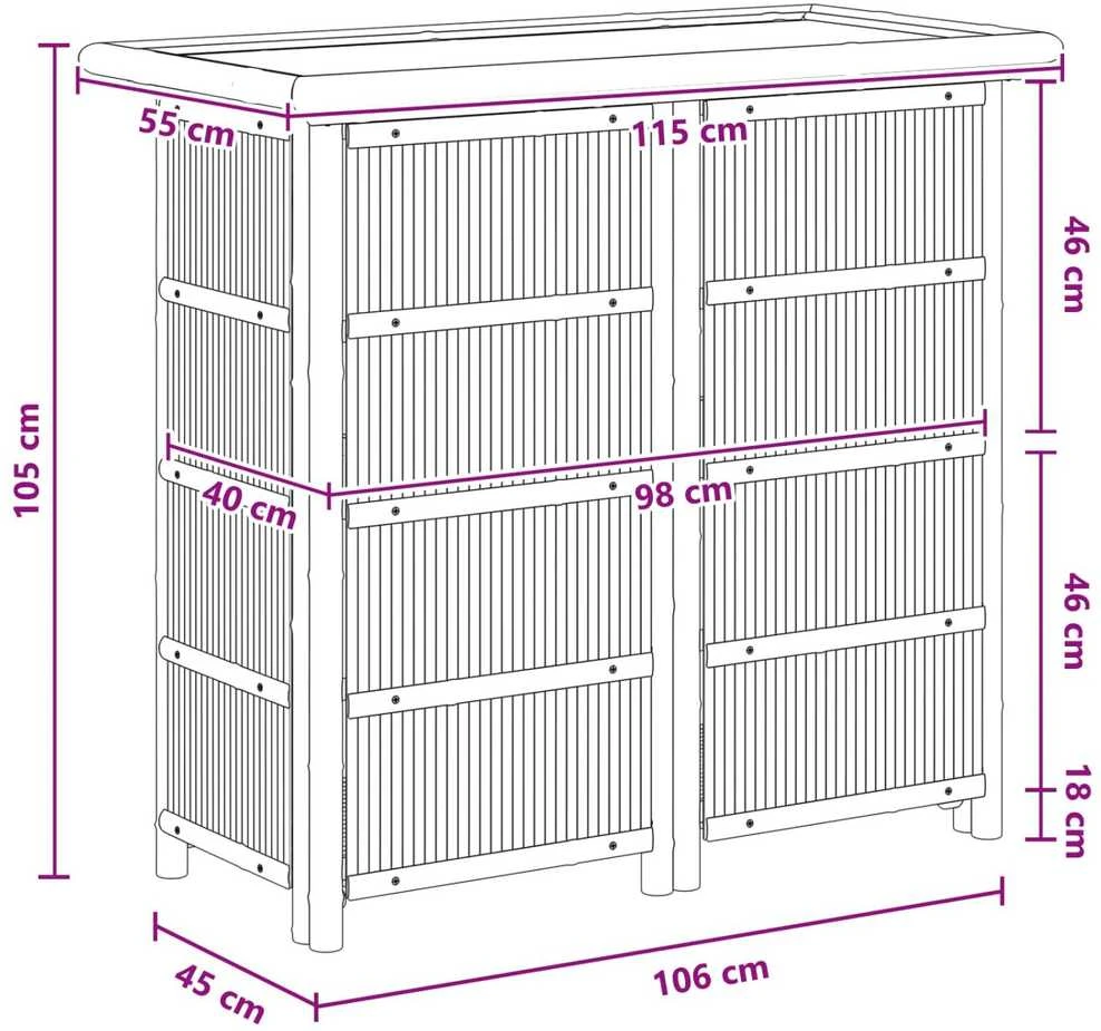 Lauko baro stalas Natūrali 115 x 55 x 105 cm Bambukas