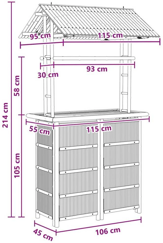 Lauko baro stalas Natūrali 115 x 95 x 214 cm Bambukas