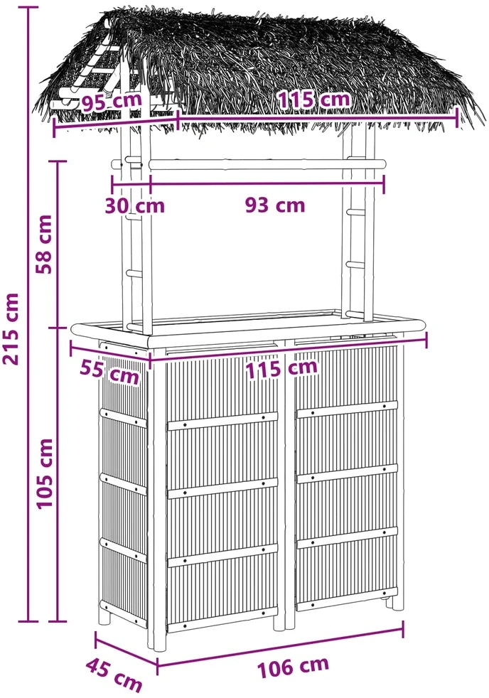 Lauko baro stalas Natūrali 115 x 95 x 215 cm Bambukas