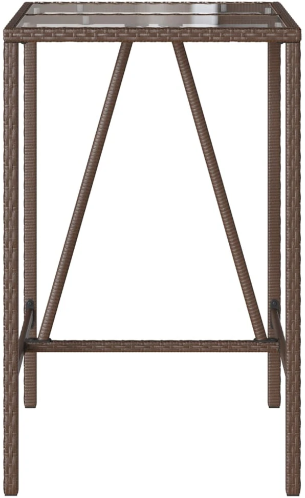 Lauko baro stalas, rudos spalvos, 70x70x110cm, poliratanas