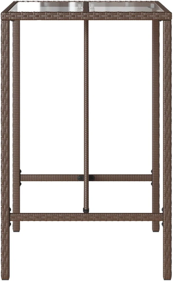Lauko baro stalas, rudos spalvos, 70x70x110cm, poliratanas