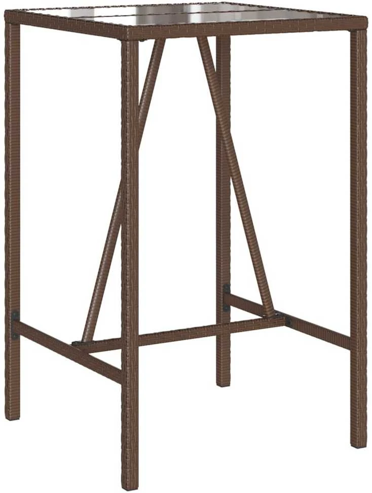 Lauko baro stalas, rudos spalvos, 70x70x110cm, poliratanas
