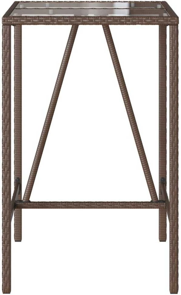 Lauko baro stalas, rudos spalvos, 70x70x110cm, poliratanas