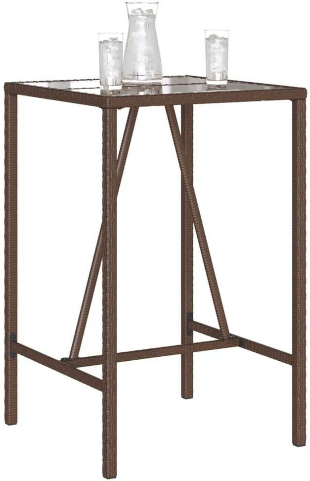 Lauko baro stalas, rudos spalvos, 70x70x110cm, poliratanas