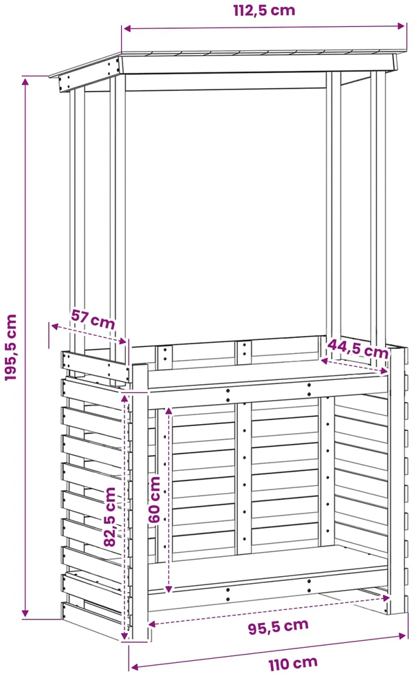 Lauko baro stalas su stogeliu, 112,5x57x195,5cm, mediena