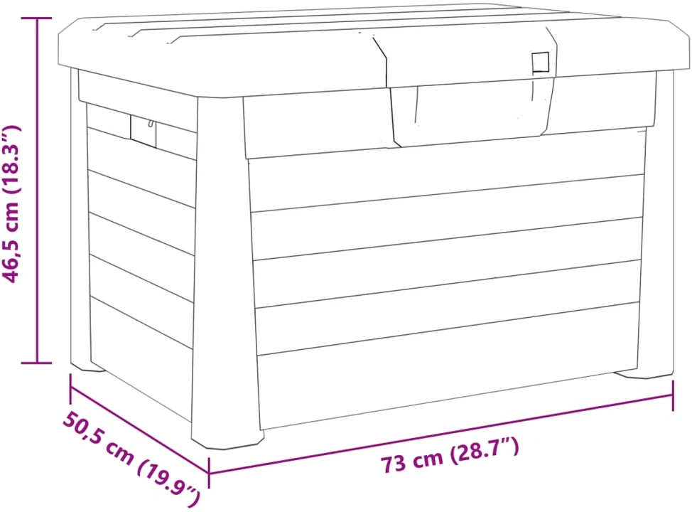 Lauko dėžė pagalvėlėms, antracito, 73x50,5x46,5cm, PP