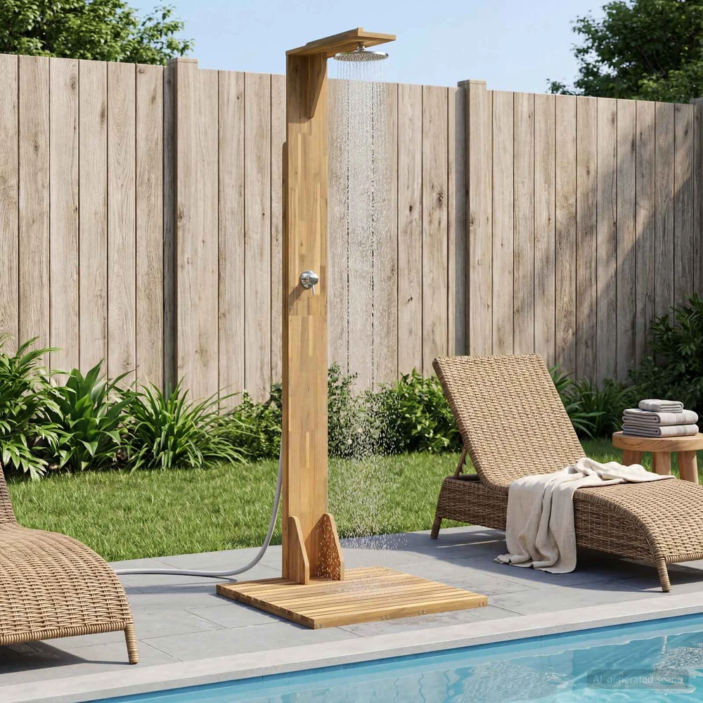 Lauko dušas 219 cm Kietas akacijos medis ir nerūdijančio plieno