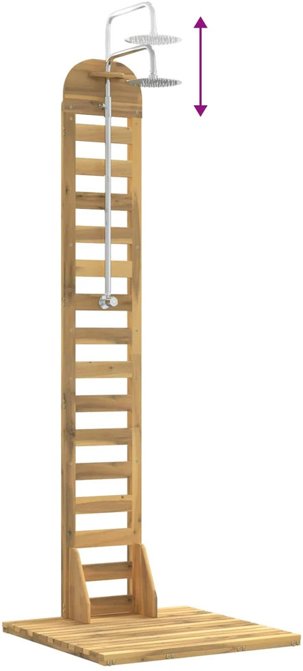 Lauko dušas 225 cm Kietas akacijos medis ir nerūdijančio plieno
