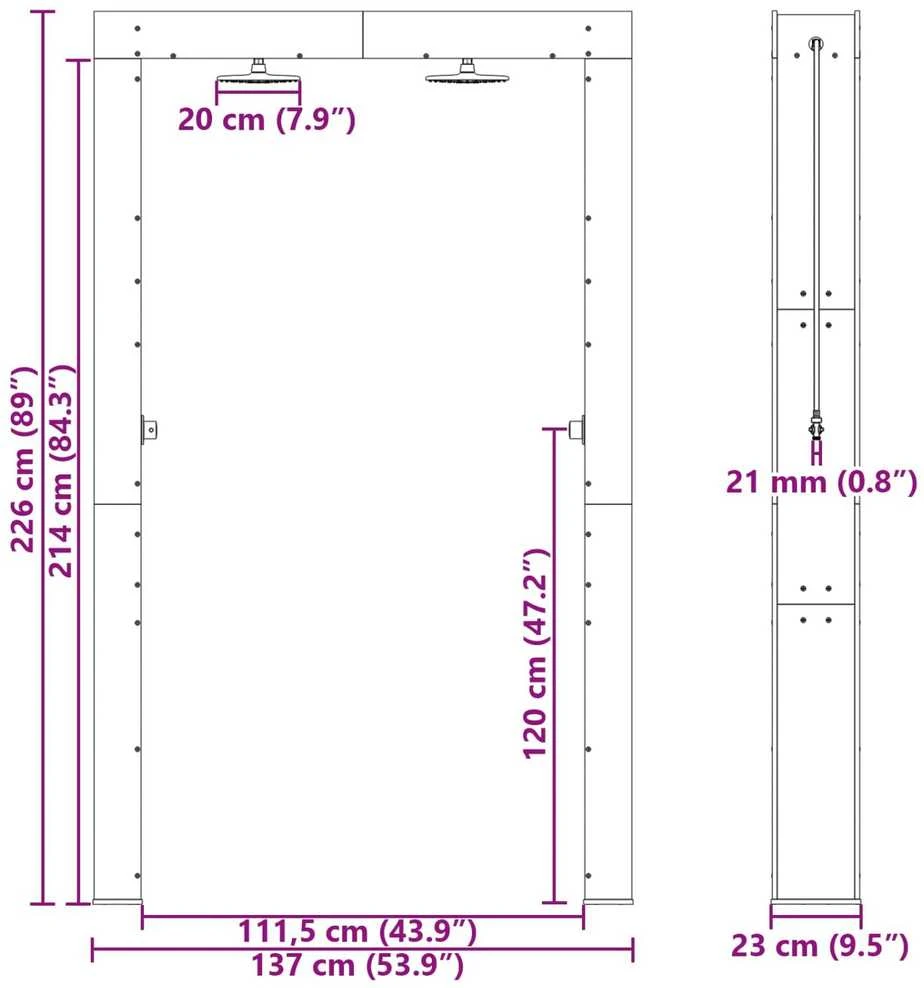 Lauko dušas 226 cm Balta