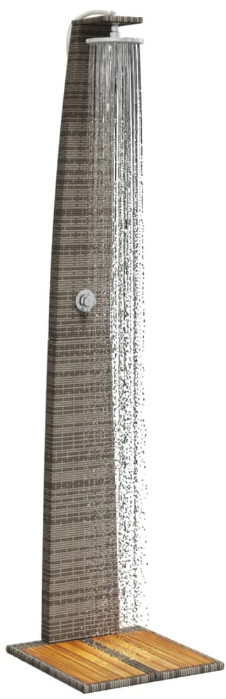 Lauko dušas, pilkas, 55x60x224cm, poliratanas ir akacija