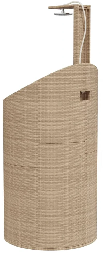 Lauko dušas, smėlio, 100x100x241,5cm, poliratanas ir akacija
