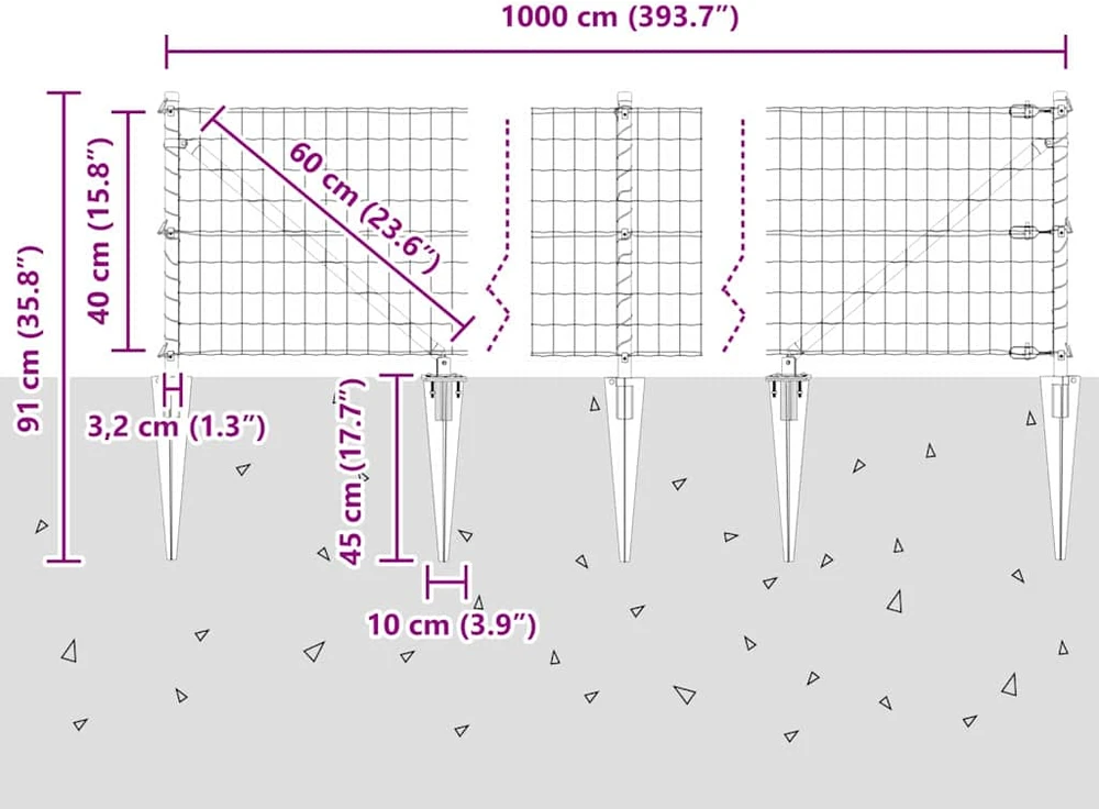Lauko Euro tvora su smeigėmis 10 x 0,4 m Galvanizuotas plienas