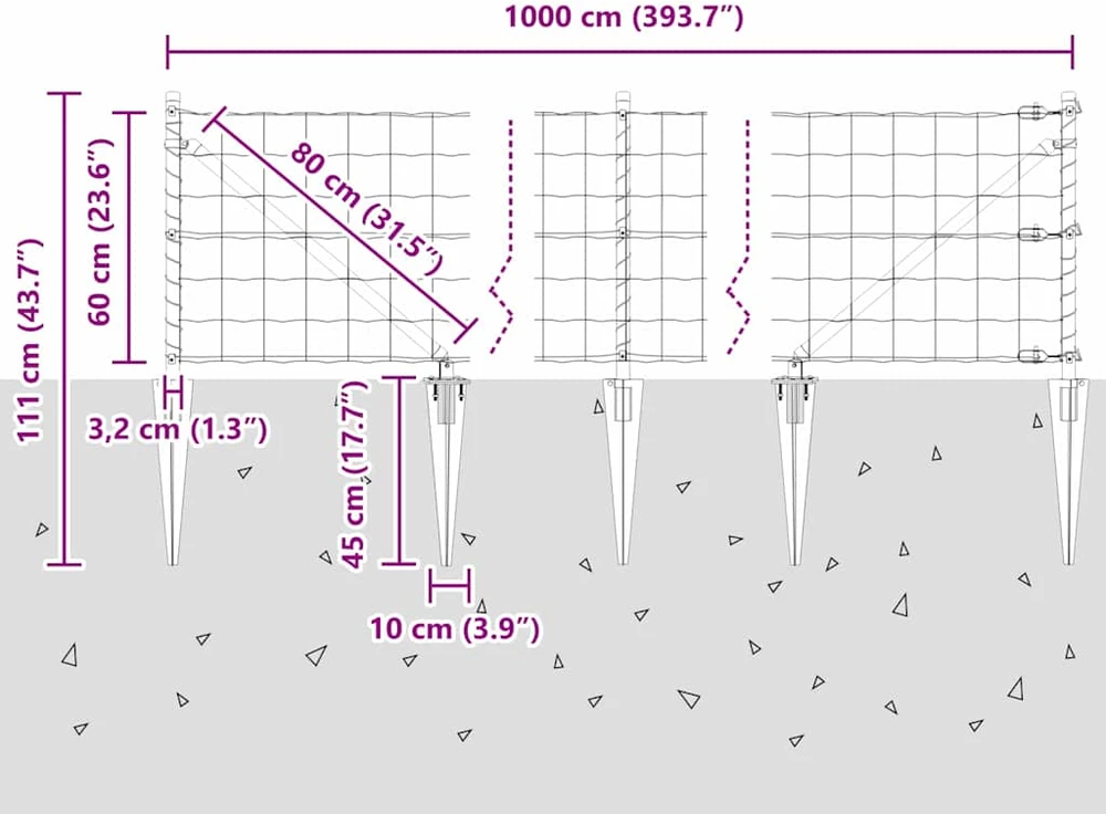 Lauko Euro tvora su smeigėmis 10 x 0,6 m Galvanizuotas plienas