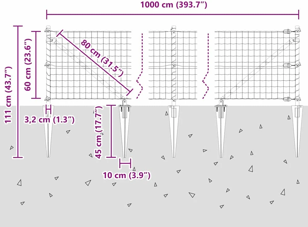 Lauko Euro tvora su smeigėmis 10 x 0,6 m Galvanizuotas plienas