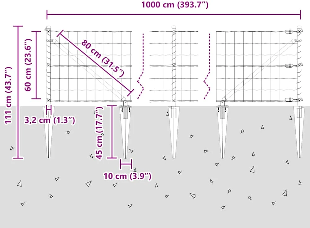 Lauko Euro tvora su smeigėmis 10 x 0,6 m Galvanizuotas plienas