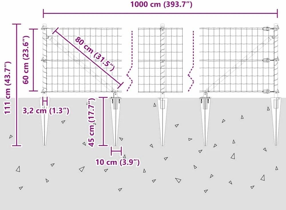 Lauko Euro tvora su smeigėmis 10 x 0,6 m Galvanizuotas plienas