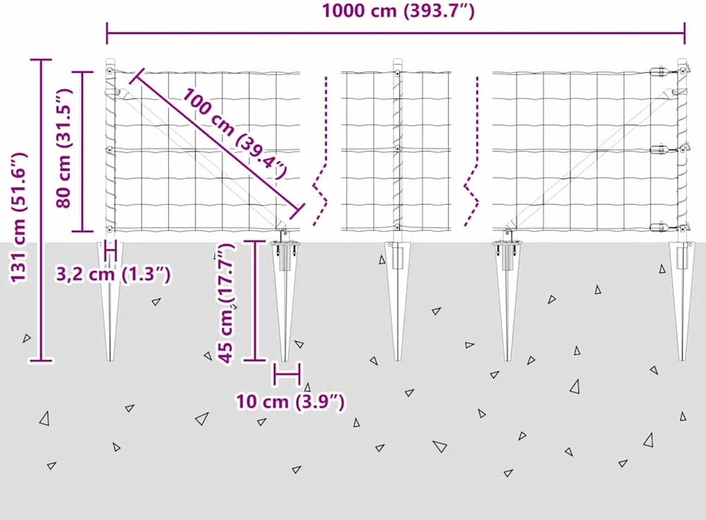 Lauko Euro tvora su smeigėmis 10 x 0,8 m Galvanizuotas plienas