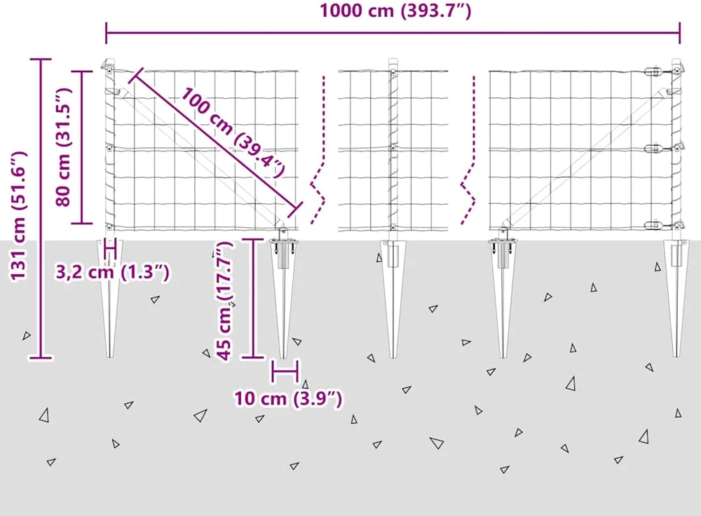 Lauko Euro tvora su smeigėmis 10 x 0,8 m Galvanizuotas plienas