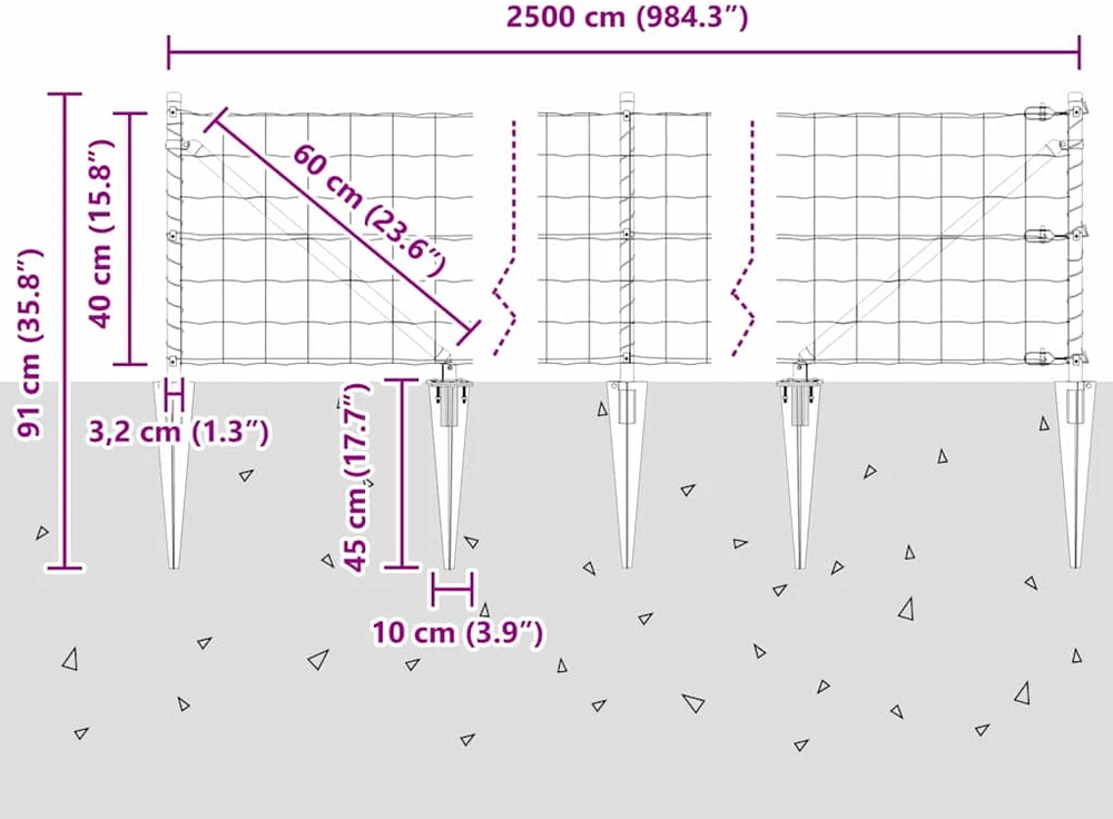 Lauko Euro tvora su smeigėmis 25 x 0,4 m Galvanizuotas plienas