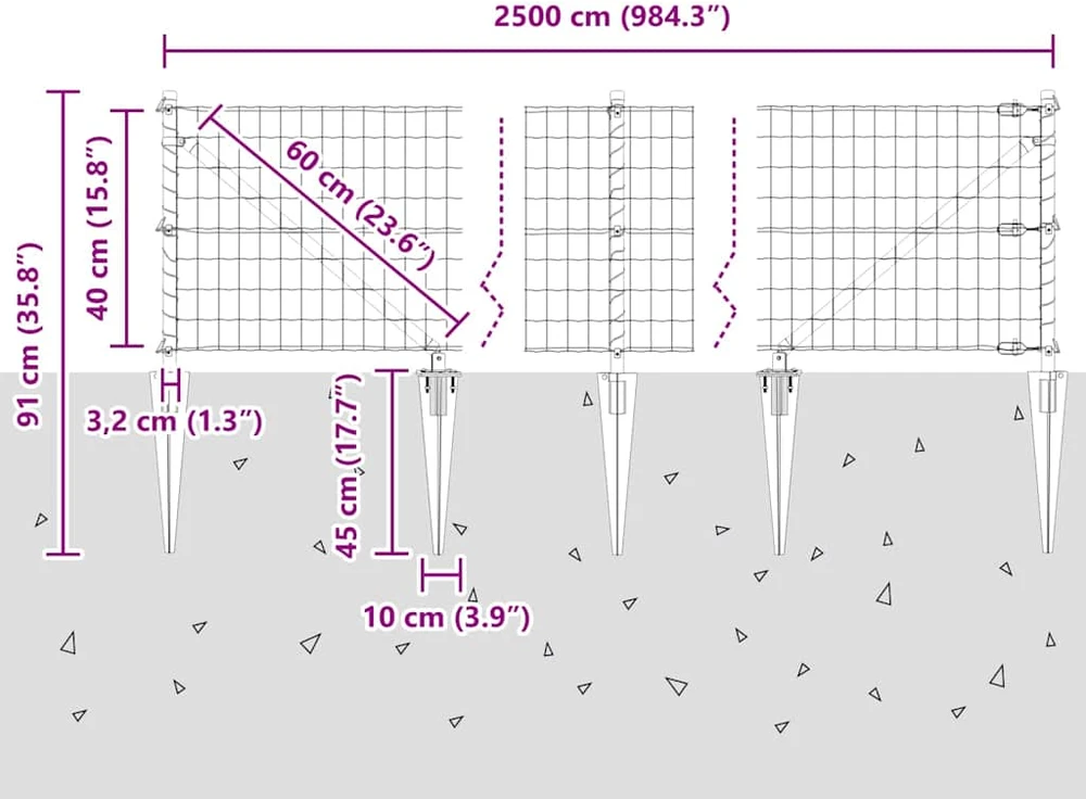 Lauko Euro tvora su smeigėmis 25 x 0,4 m Galvanizuotas plienas