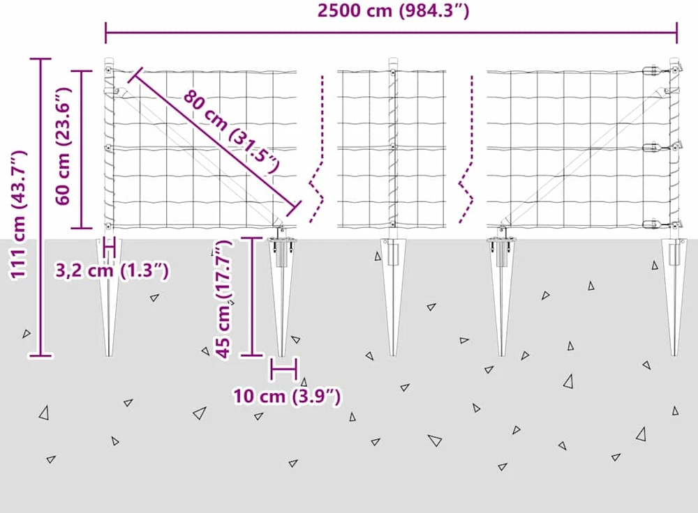 Lauko Euro tvora su smeigėmis 25 x 0,6 m Galvanizuotas plienas