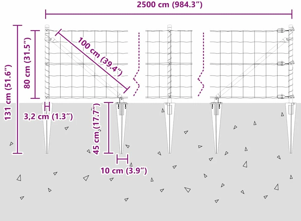 Lauko Euro tvora su smeigėmis 25 x 0,8 m Galvanizuotas plienas