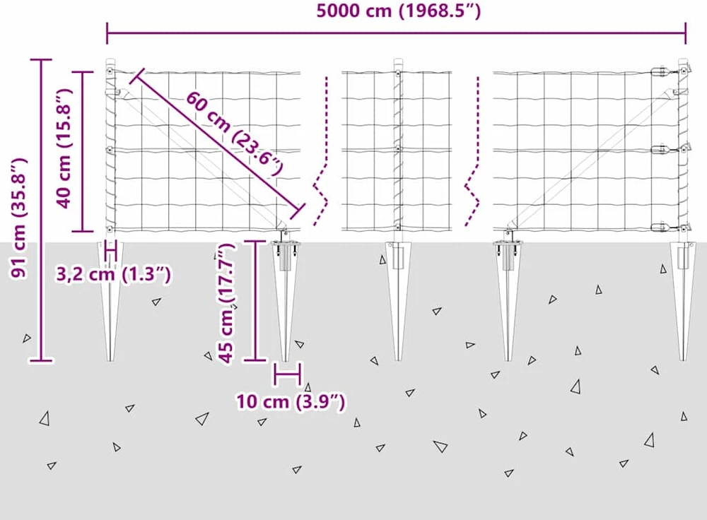 Lauko Euro tvora su smeigėmis 50 x 0,4 m Galvanizuotas plienas