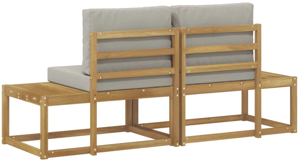 Lauko galinė sofa 2 Vienetas Balta Kietos akacijos mediena