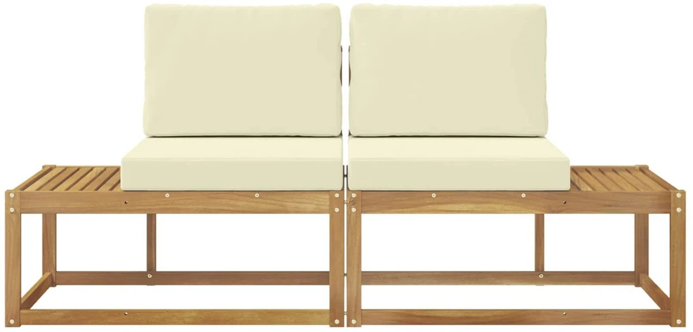 Lauko galinė sofa 2 Vienetas Balta Kietos akacijos mediena