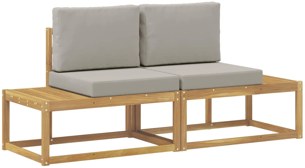 Lauko galinė sofa 2 Vienetas Balta Kietos akacijos mediena